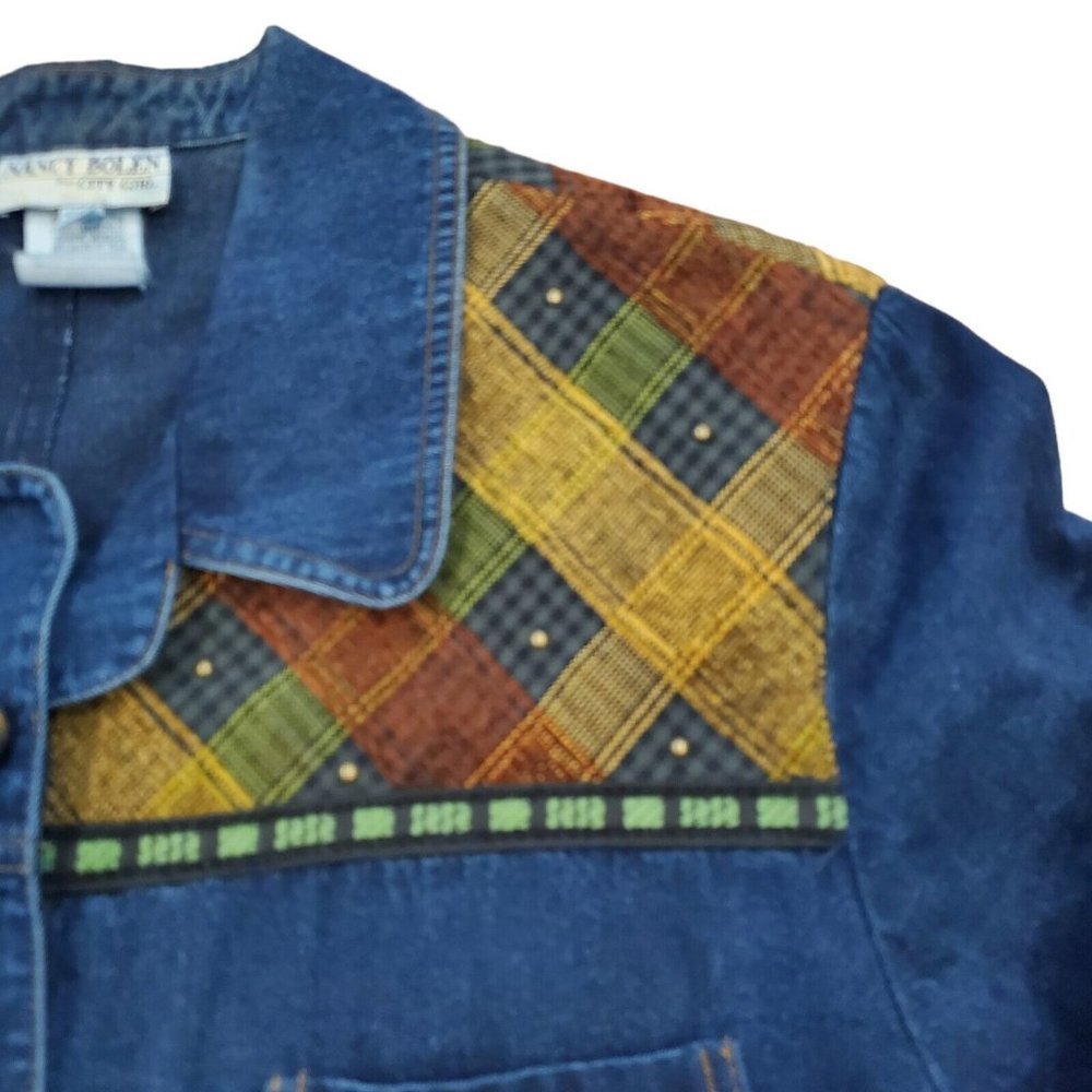 Vintage 90s Denim Jean Shirt Jacket Shaket Thin Sz Large - Picture 2 of 12